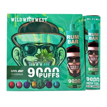 New RUM BAR 9000 puff rechargeable with RGB light -50PCS