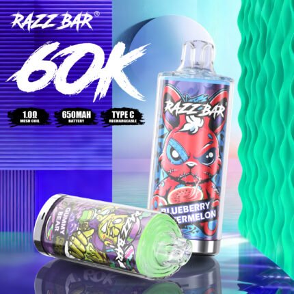 Premium Mesh-Coil Technology - Razz Bar 60k Portable Device-100PCS