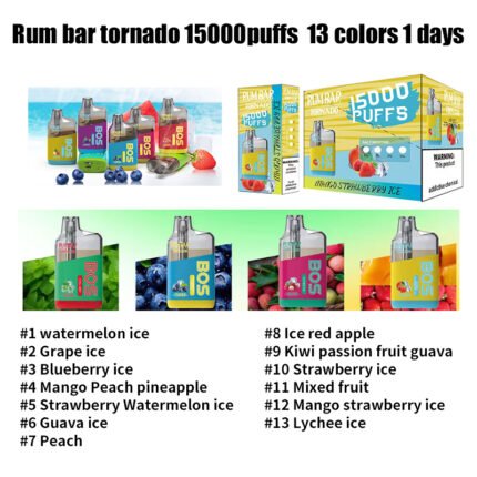 Diamond Shape RUM BAR 15000 Vape  Mesh Coil & RGB Light Design-50PS