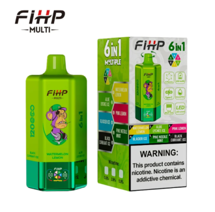 FIHP 6 in 1 Multiple Flavor Vape 120000 Puffs Dual Mesh Coil Rechargeable Type-C Disposable E-Cig with LED Display-100PS