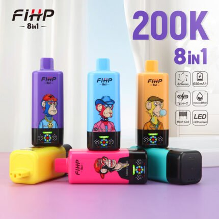 200K Puffs FIHP 8 in 1 Vape Pen8 Mixed Flavor Options & Large Capacity 80ml E-Juice Design for Superior Production- 50PS