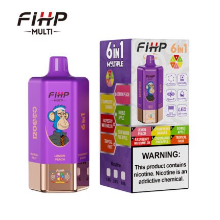 120000 Puffs FIHP Disposable Vape 6 Flavors Dual Mesh Coil Type-C Charge LED Display 64ml-100PS