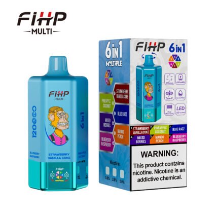 6 in 1 FIHP Disposable E-Cig 120000 Puffs 64ml Liquid Dual Mesh Coil LED Power Display-500PS