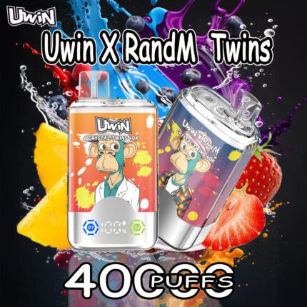 Wholesale Uwin Crystal Twins 40000 Puffs Rechargeable Disposable Vape Pen 2 In 1 Dual Fruit Flavors-100PCS